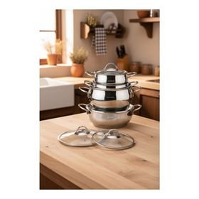 Bernardo Sonora İndüksiyon Tabanlı 8 Parça Çelik Tencere Seti