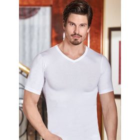 Berrak 1027 Erkek Likralı Süprem Kısa Kol V Yaka T-shirt