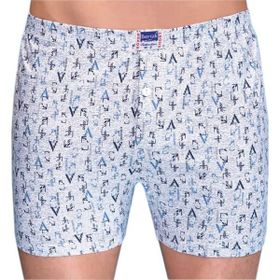 Berrak 1053 Desenli Penye Beyaz Erkek Boxer