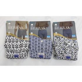 Berrak 1053 Desenli Penye Short 3'lü Karışık Erkek Boxer