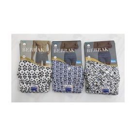 Berrak 1053 Desenli Penye Short 3'lü Karışık Erkek Boxer