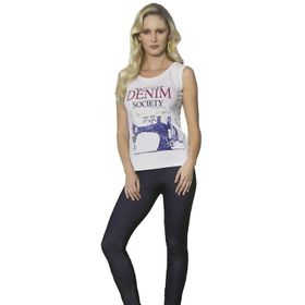 Berrak 2481 Kadın Denim Baskılı Tayt Takım