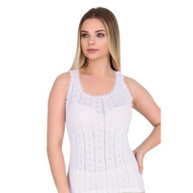 Berrak 8049 Dantelli Kalın Askı Beyaz Kadın Atlet