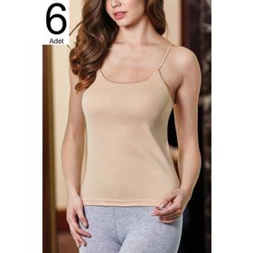 Berrak ELF568BER2016B26B366 Ten 6'lı Paket İp Askılı Kadın Atlet