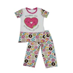 Berrak Kız Çocuk Donut Desenli Renkli Pijama Takımı