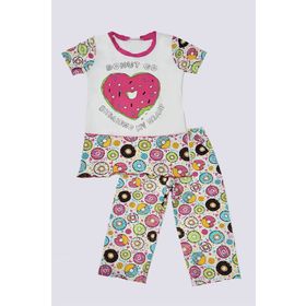 Berrak Kız Çocuk Donut Desenli Renkli Pijama Takımı