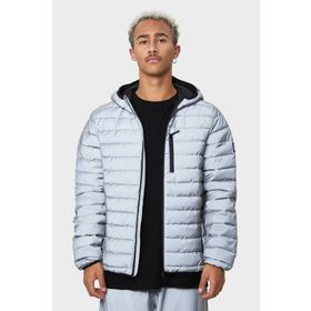 Bershka 01288644 Gümüş Kapüşonlu Fosforlu Şişme Erkek Mont