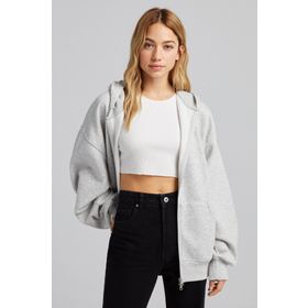 Bershka Fermuarlı Oversize Kapüşonlu Sweatshirt