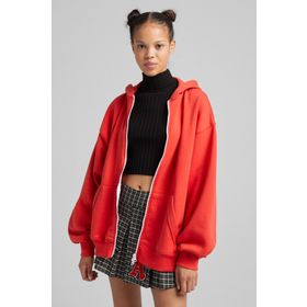 Bershka Fermuarlı Oversize Kapüşonlu Sweatshirt