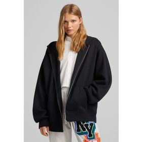 Bershka Fermuarlı Oversize Kapüşonlu Sweatshirt