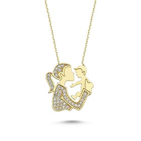 Besay Gold 14 Ayar Altın Anne Bebek Kolyesi