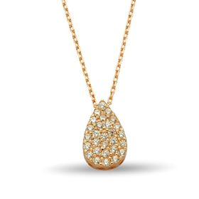 Besay Gold 14 Ayar Damla Taşlı Altın Kolye