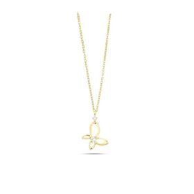 Besay Gold 14 Ayar Kelebek Taşlı Altın Kolye
