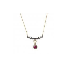 Besay Gold 14 Ayar Pembe Taşlı Altın Kolye