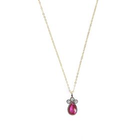 Besay Gold 14 Ayar Pembe Taşlı Altın Kolye
