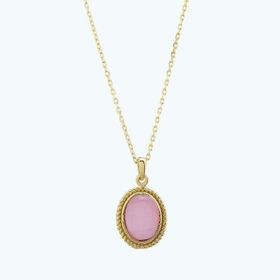 Besay Gold 14 Ayar Pembe Taşlı Altın Kolye