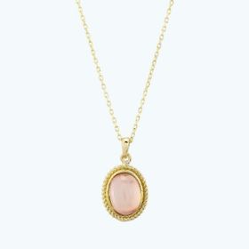 Besay Gold 14 Ayar Pembe Taşlı Altın Kolye