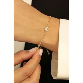 Besay Gold 14 Ayar Sedef Taşlı Altın Bileklik