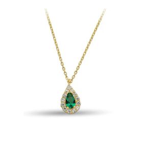Besay Gold 14 Ayar Yeşil Damla Altın Kolye