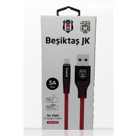 Beşiktaş Lisanslı Micro USB 3A 1 Metre Hızlı Şarj Destekli Şarj Kablosu