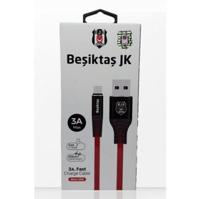 Beşiktaş Lisanslı Micro USB 3A 1 Metre Hızlı Şarj Destekli Şarj Kablosu