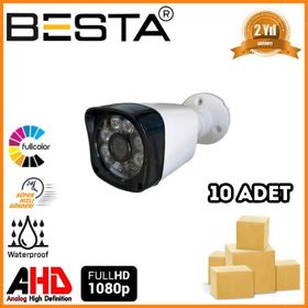 Besta KD-1016 2 MP 1080P 6 Atom Warm Led Bullet AHD 10 Adet Koli Güvenlik Kamerası