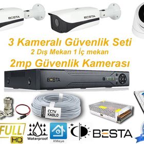 Besta KD-123 2 Dış Mekan 1 İç Mekan Güvenlik Kameralı Her Şey Dahil Güvenlik Kamera Seti