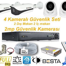 Besta KD-124 2 Dış Mekan 2 İç Mekan Güvenlik Kameralı Her Şey Dahil Güvenlik Kamera Seti