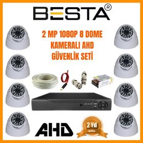 Besta KD-1320 2 MP AHD 1080P Gece Görüşlü 8 Kameralı Dome Güvenlik Sistemi