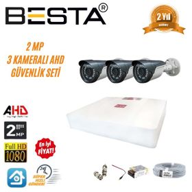Besta KD-1553 2 MP AHD 1080P Gece Görüşlü 3 Kameralı Güvenlik Sistemi