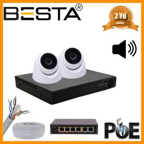 Besta KD-1743 5 MP 1440P 2 İç Mekan Kameralı Dahili Mikrofonlu Ip Poe Güvenlik Seti