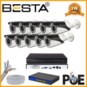 Besta KD-2540 5 MP 1440P 10 Kameralı Ip Poe Güvenlik Seti