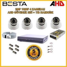 Besta KD-2815 1TB HDD 2MP AHD 1080P Gece Görüşlü 4 Kameralı Dome Güvenlik Sistemi