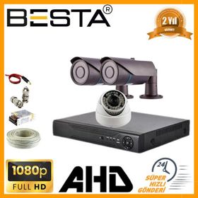 Besta KD-8803 2 MP 1080P 2 Dış 1 İç Mekan Kameralı AHD Güvenlik Seti