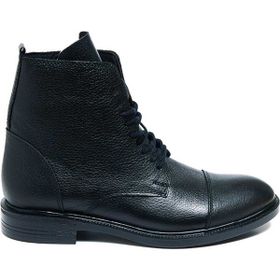 Bestello 028-2666-24K Siyah Bağcıklı Kauçuk Düz Erkek Bot