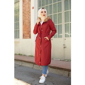 Bestenur 2401 Bordo İçi Kürklü Mont