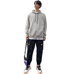Bestgift B081CR8Q5M Gri Erkek Kapüşonlu Sweatshirt