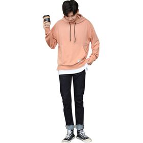 Bestgift B081CR8Q5M Pembe Erkek Kapüşonlu Sweatshirt