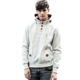 Bestgift B081CRX167 Açık Gri Erkek Cepli Sweatshirt