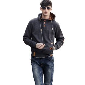 Bestgift B081CRX167 Koyu Gri Erkek Cepli Sweatshirt