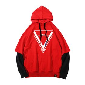 Bestgift B081CS48ZC Kırmızı - Siyah Erkek Baskılı Kapüşonlu Sweatshirt