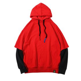 Bestgift B081CSJ2CM Siyah - Kırmızı Erkek Kapüşonlu Sweatshirt