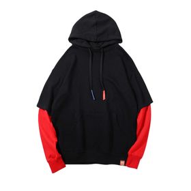 Bestgift B081CSJ2CM Siyah - Kırmızı Erkek Kapüşonlu Sweatshirt