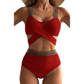 Bestgift Backless Kırmızı Kadın Bikini