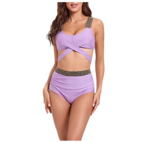 Bestgift Backless Mor Kadın Bikini