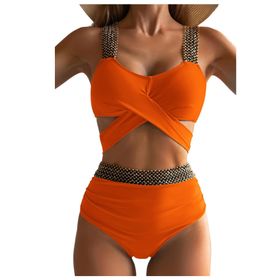 Bestgift Backless Turuncu Kadın Bikini