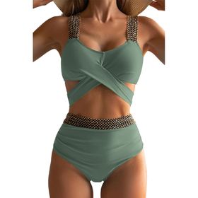 Bestgift Backless Yeşil Kadın Bikini