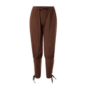 Bestgift Casual Kahverengi Rahat Ayak Bileği Kayış Erkek Pantolon