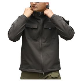Bestgift Coldproof Gri Kapşonlu Kamuflaj Erkek Ceket