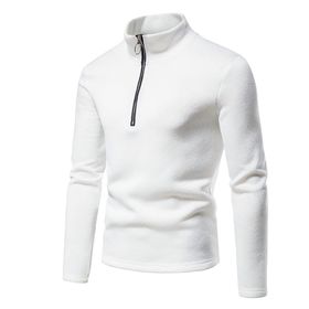 Bestgift Dip Beyaz Yüksek Yaka Erkek Sweatshirt